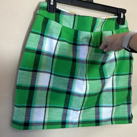 EUC Loudmouth Ladies Golf bright green white plaid sports skort sz 2 ctn stretch - Picture 4 of 9